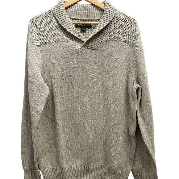 Eddie Bauer Mr Bridger Gap Shawl Collar Sweater Oatmeal Large - Picture 1 of 5